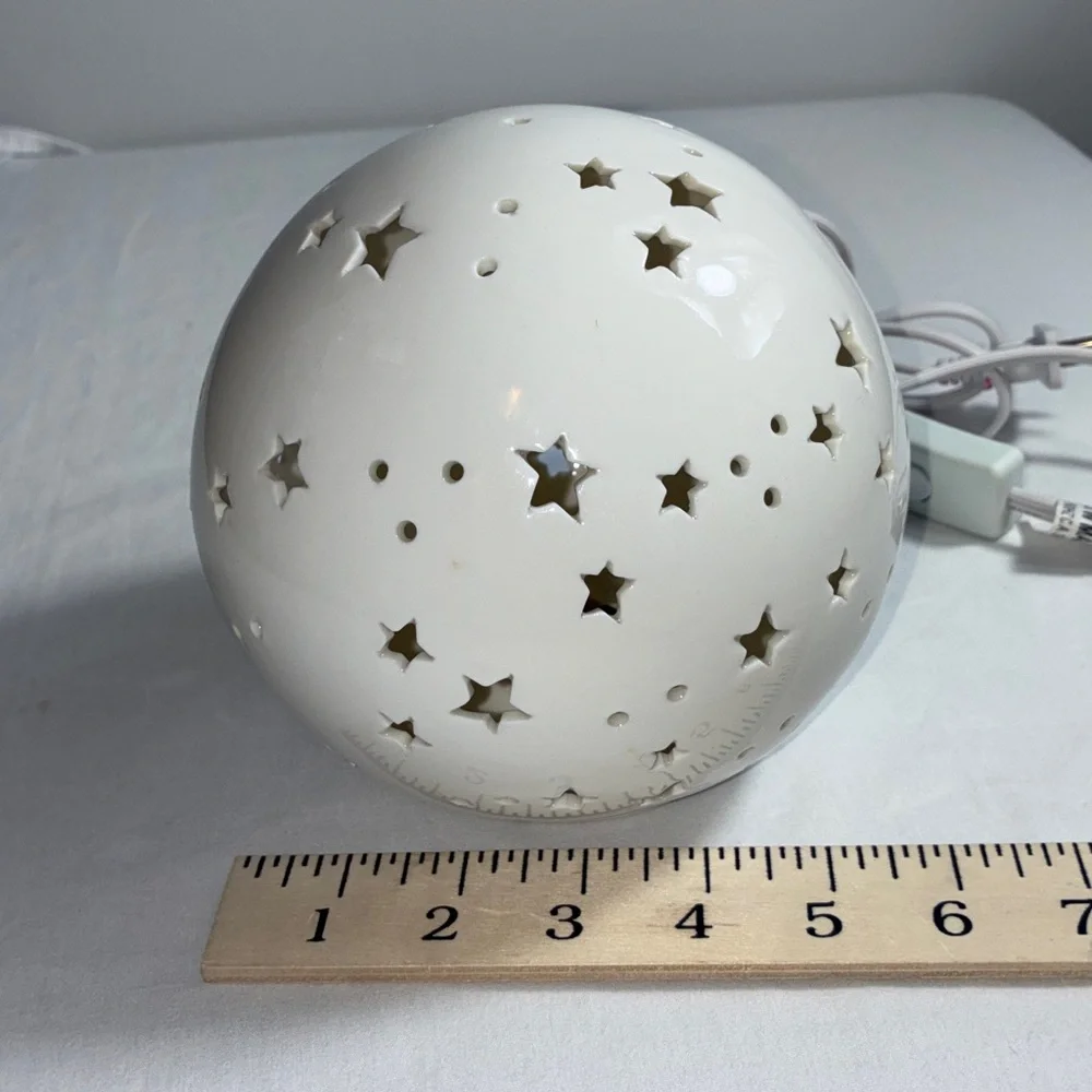 Starry Night Light Ceramic White Globe Lamp - Picture 10 of 11
